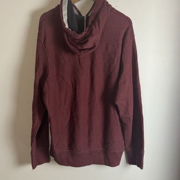 VINTAGE AMERICAN EAGLE Mens Maroon Graphic Y2K Hoodie Size X Heavy Drawstring - Picture 7 of 11